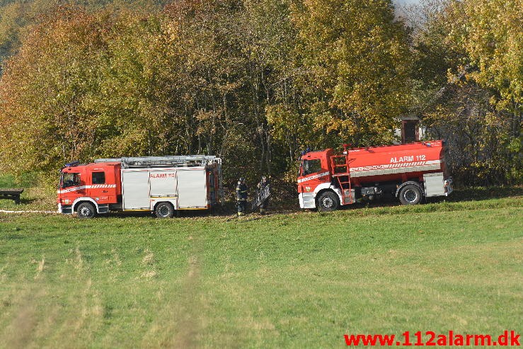 Gårdbrand. Ådalsvej ved Ildved. 27/10-2015. KL. 10:58.