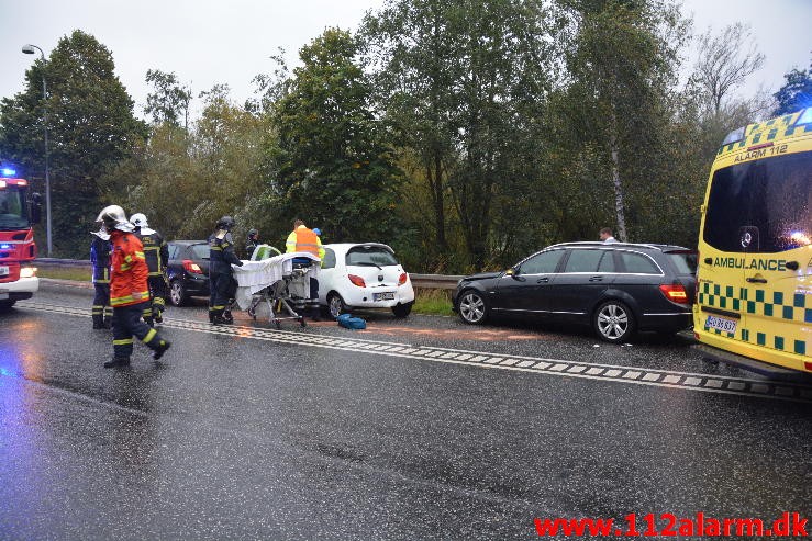 FUH med fastklemt. Bredstenvej lige før Vejle. 07/10-2015. Kl. 07:59.