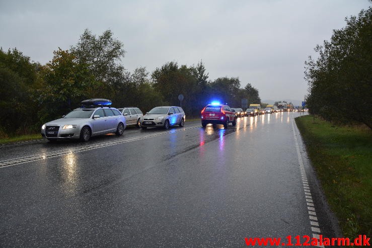 FUH med fastklemt. Bredstenvej lige før Vejle. 07/10-2015. Kl. 07:59.