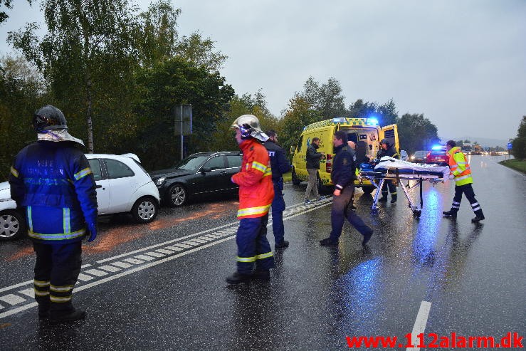 FUH med fastklemt. Bredstenvej lige før Vejle. 07/10-2015. Kl. 07:59.