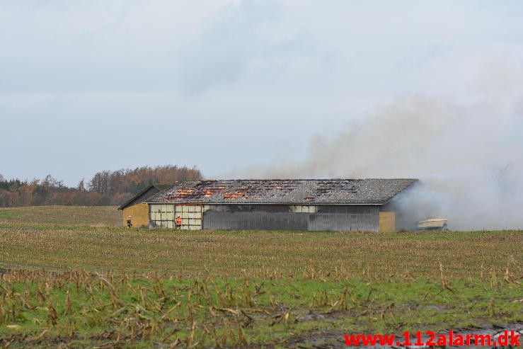 Gårdbrand. Vorkvej ved Egtved. 13/11-2015. Kl. 09:48.