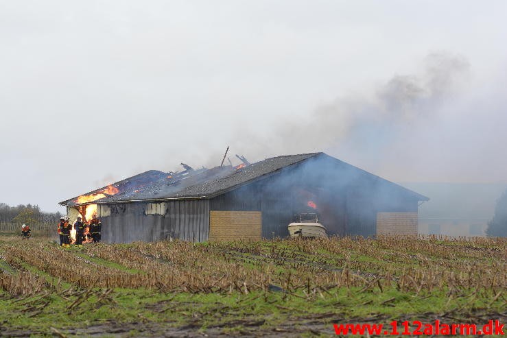 Gårdbrand. Vorkvej ved Egtved. 13/11-2015. Kl. 09:48.