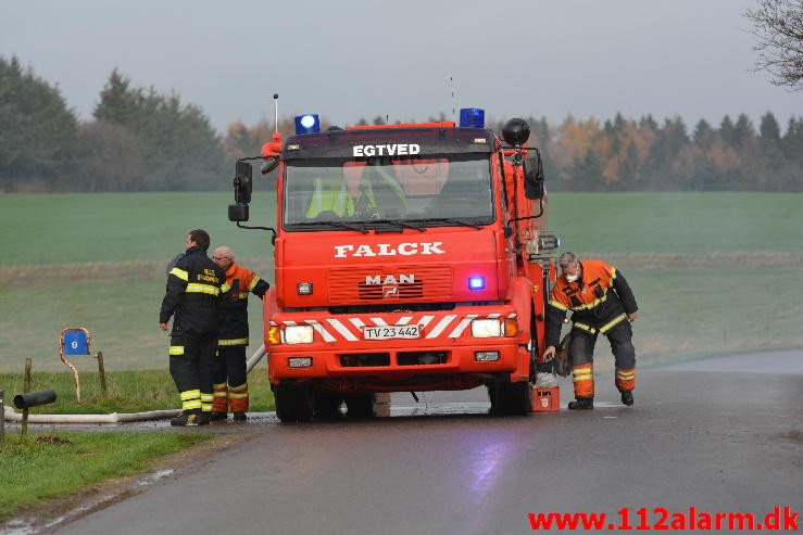 Gårdbrand. Vorkvej ved Egtved. 13/11-2015. Kl. 09:48.