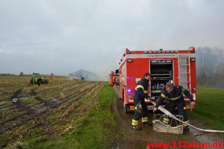 Gårdbrand. Vorkvej ved Egtved. 13/11-2015. Kl. 09:48.