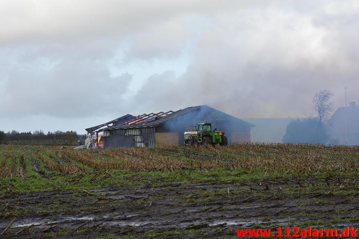 Gårdbrand. Vorkvej ved Egtved. 13/11-2015. Kl. 09:48.