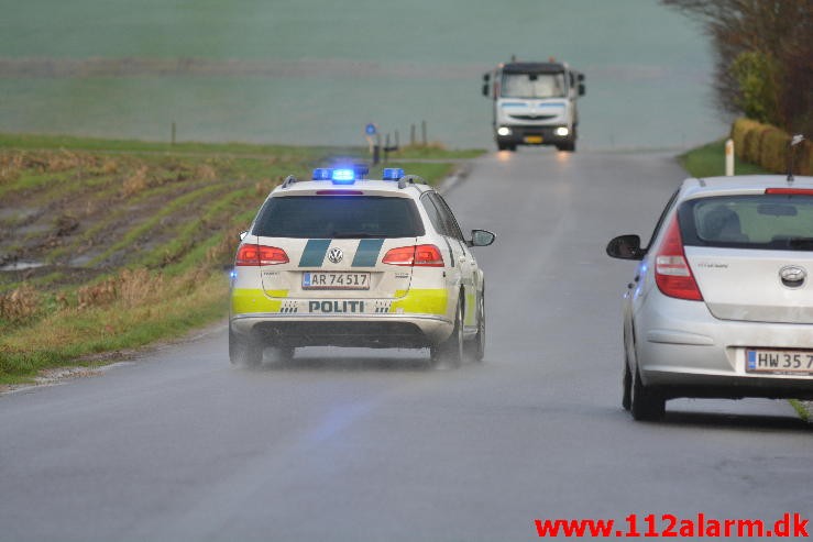 Gårdbrand. Vorkvej ved Egtved. 13/11-2015. Kl. 09:48.