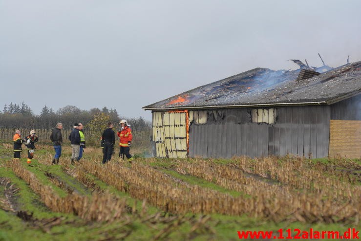 Gårdbrand. Vorkvej ved Egtved. 13/11-2015. Kl. 09:48.