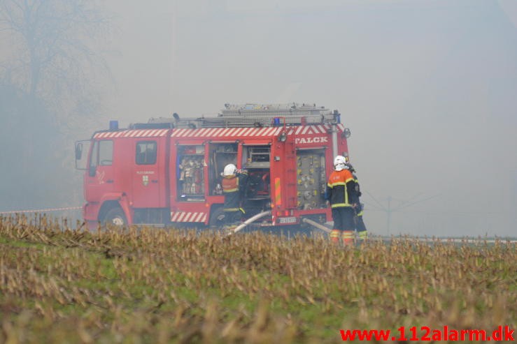 Gårdbrand. Vorkvej ved Egtved. 13/11-2015. Kl. 09:48.