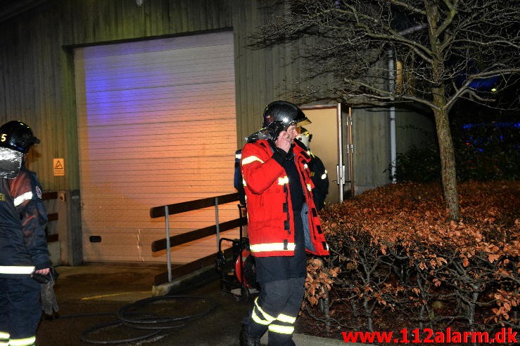 Brande i Container i bygning. Parkvej i Vejle. 15/01-2016. Kl. 18:22.