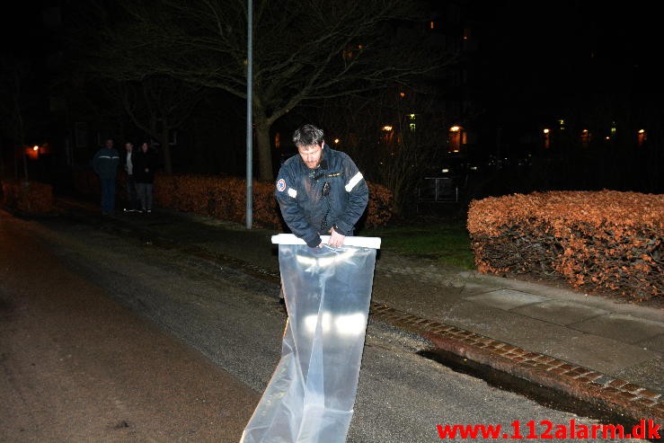 Brande i Container i bygning. Parkvej i Vejle. 15/01-2016. Kl. 18:22.