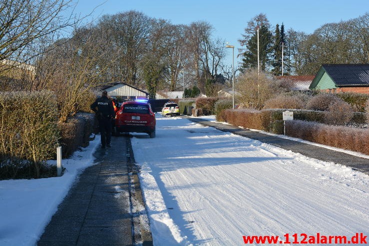 Ild i gasledning. Rosenvej i Vejle. 20/01-2016. Kl. 10:39.