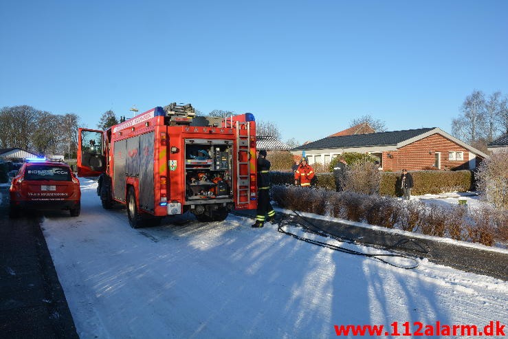 Ild i gasledning. Rosenvej i Vejle. 20/01-2016. Kl. 10:39.