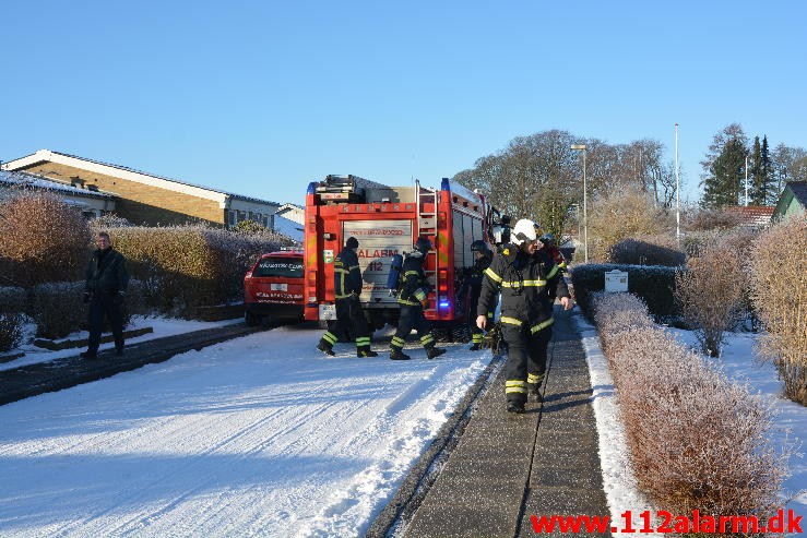 Ild i gasledning. Rosenvej i Vejle. 20/01-2016. Kl. 10:39.