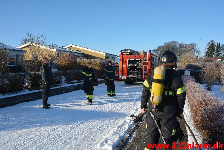 Ild i gasledning. Rosenvej i Vejle. 20/01-2016. Kl. 10:39.