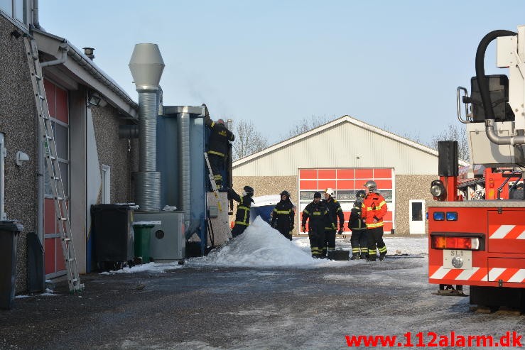 Brand i Butik. Norgesvej i Vejle. 22/01-2016. Kl. 12:59.