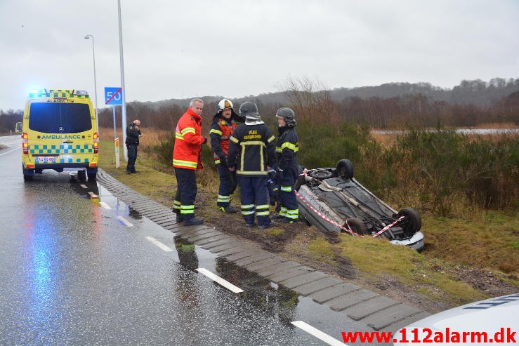 Fuh med fastklemt. Bredstenvej ved Rundkørslen. 01/02-2016. Kl. 15:43.