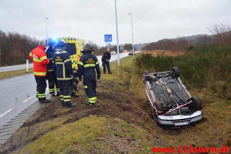 Fuh med fastklemt. Bredstenvej ved Rundkørslen. 01/02-2016. Kl. 15:43.