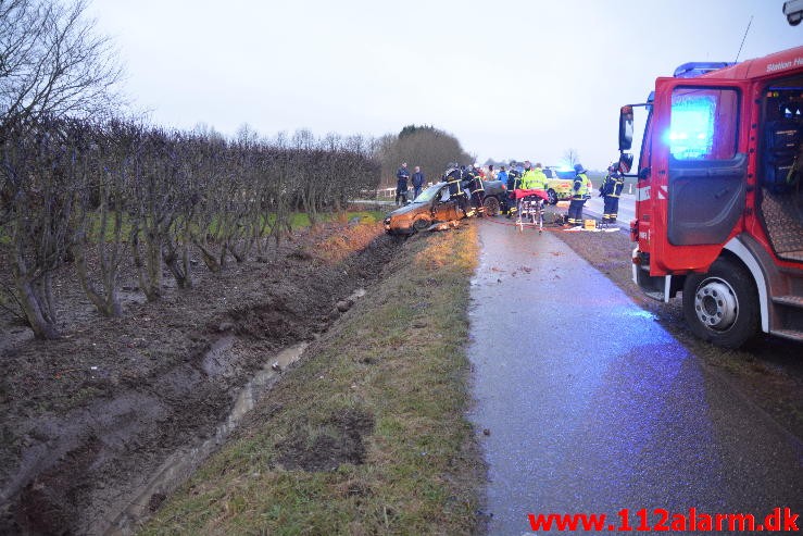 FUH med fastklemt. Hovedvejen Hedensted. 10/02-2016. Kl. 16:57.