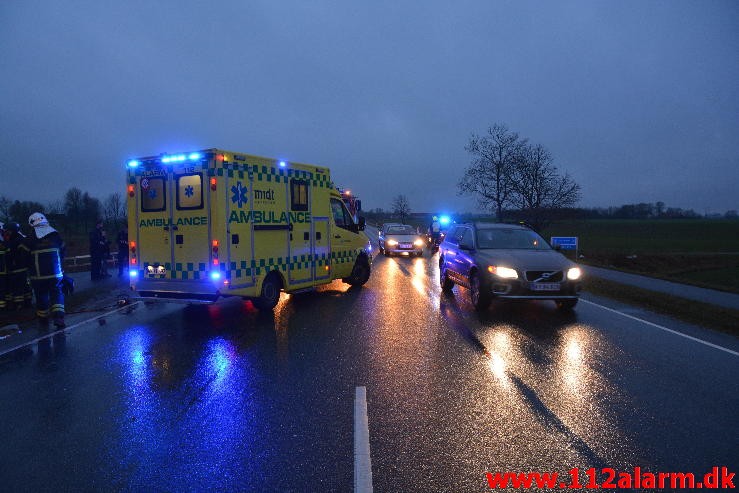 FUH med fastklemt. Hovedvejen Hedensted. 10/02-2016. Kl. 16:57.