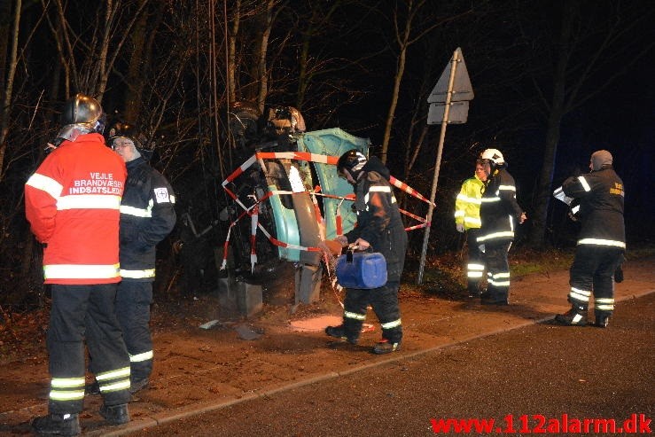 Fuh med brand i bil. Horsensvej i Vejle. 11/02-2016. Kl. 04:20.