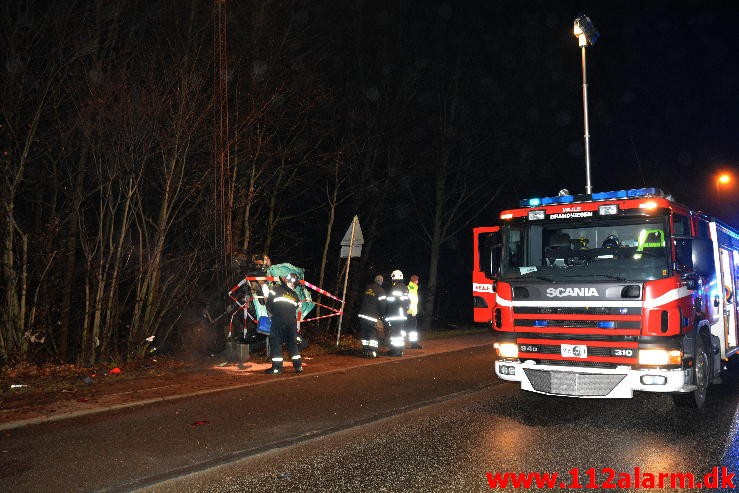 Fuh med brand i bil. Horsensvej i Vejle. 11/02-2016. Kl. 04:20.