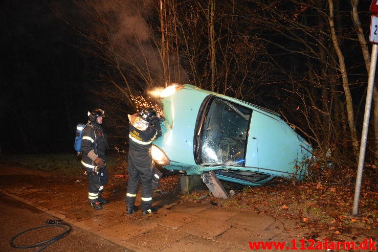 Fuh med brand i bil. Horsensvej i Vejle. 11/02-2016. Kl. 04:20.