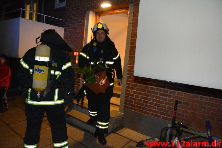 Brand i Etageejendom. Østerled 40 i Vejle. 13/02-2016. Kl. 18:06.