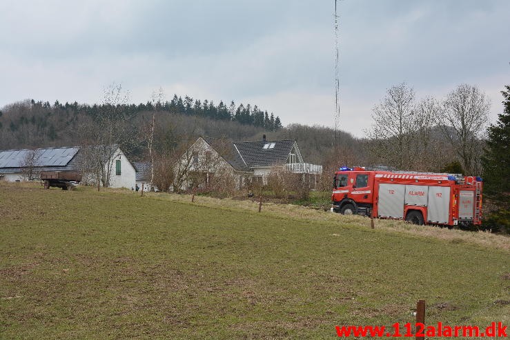 Gårdbrand. Julius Jepsens Vej ved Vejle. 18/02-2016. Kl. 12:41.