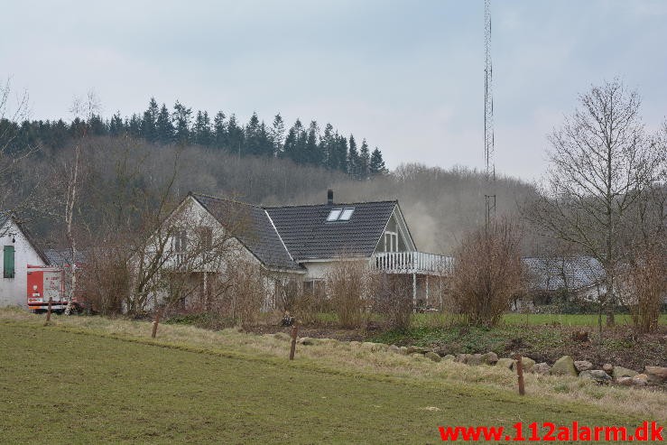 Gårdbrand. Julius Jepsens Vej ved Vejle. 18/02-2016. Kl. 12:41.