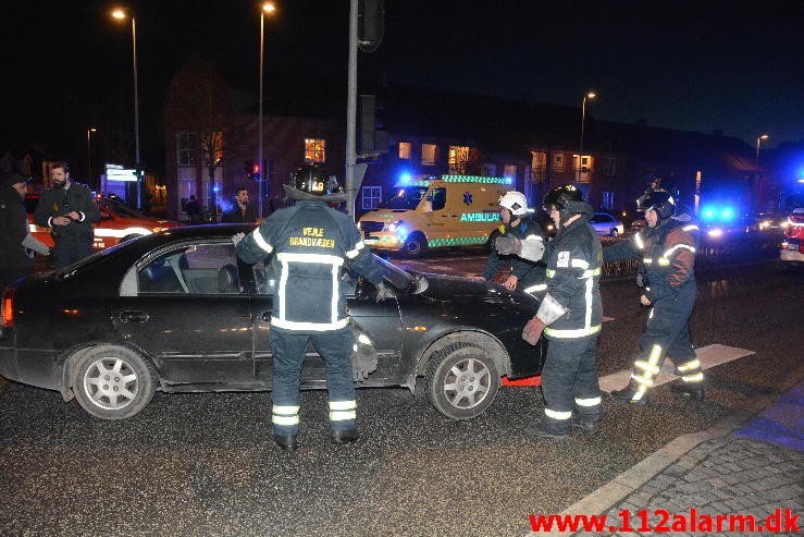 FUH med fastklemt. Nørrebrogade i Vejle. 25/02-2016. kl. 18:32.