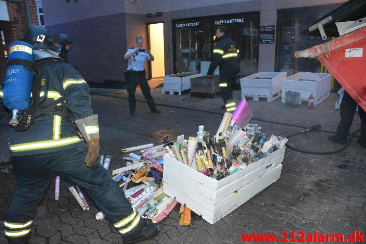 Brand i butik. Staldgårdsgade i Vejle. 19/03-2016. Kl. 06:03.