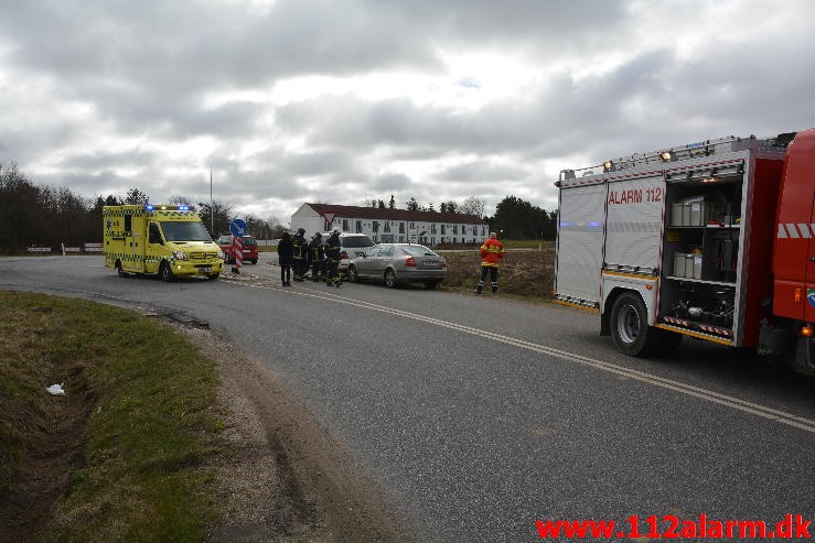 FUH med fastklemt. Viborg hovedvej ved Tørring. 21/03-2016. Kl. 08:28.