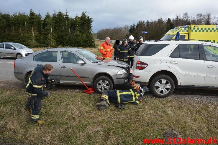 FUH med fastklemt. Viborg hovedvej ved Tørring. 21/03-2016. Kl. 08:28.