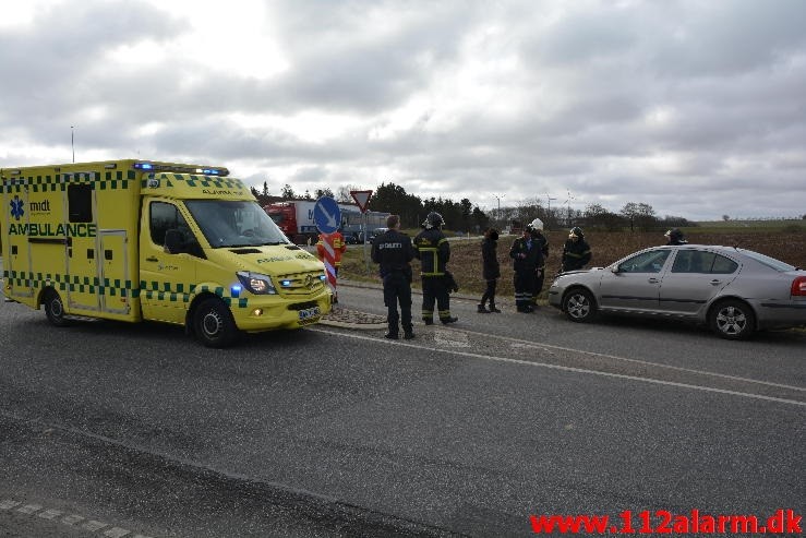 FUH med fastklemt. Viborg hovedvej ved Tørring. 21/03-2016. Kl. 08:28.