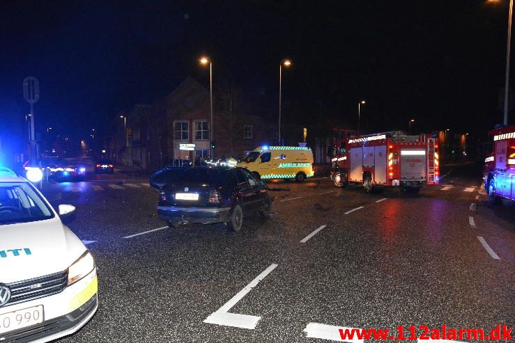 Fuh med fastklemt. Nørrebrogade i Vejle. 17/04-2016. Kl. 04:48.