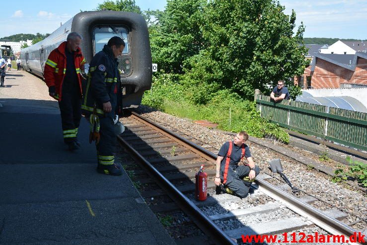 Brand i Passagertog. Vejle banegård. 06/06-2016. Kl. 14:52.