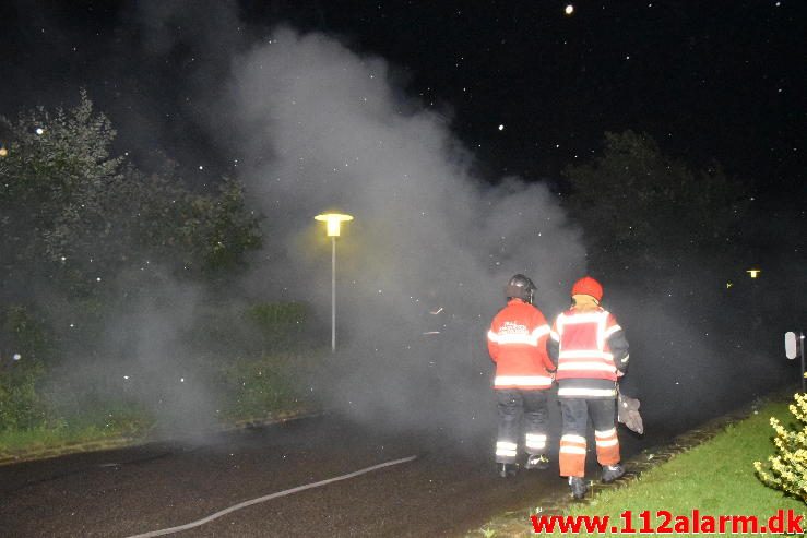 Bilbrand under tag. Ringvejen i Jelling. 12/07-2016. Kl. 00:35