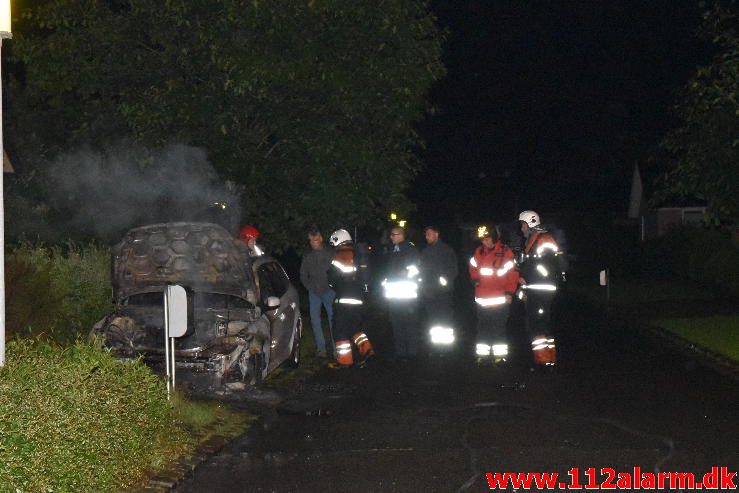 Bilbrand under tag. Ringvejen i Jelling. 12/07-2016. Kl. 00:35