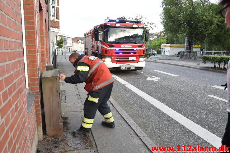 Brand i elskab. Vesterbrogade i Vejle. 18/08-2016. Kl. 06:52.