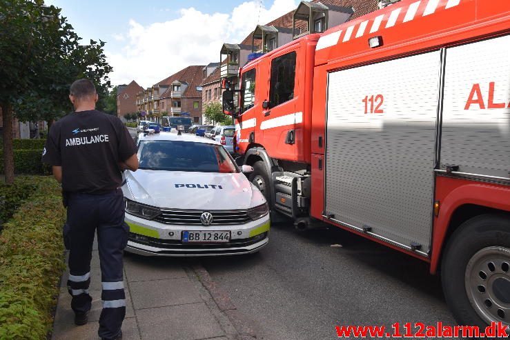 Mindre brand i bygning. Valdemarsgade i Vejle. 21/08-2016. Kl. 11:31.