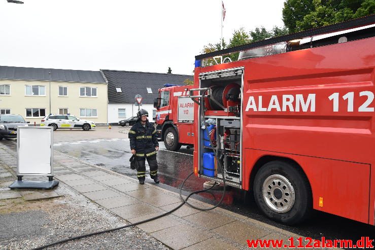 Brand i Butik. Borgergade i Brejning. 04/09-2016. Kl. 16:48.