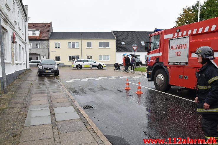 Brand i Butik. Borgergade i Brejning. 04/09-2016. Kl. 16:48.