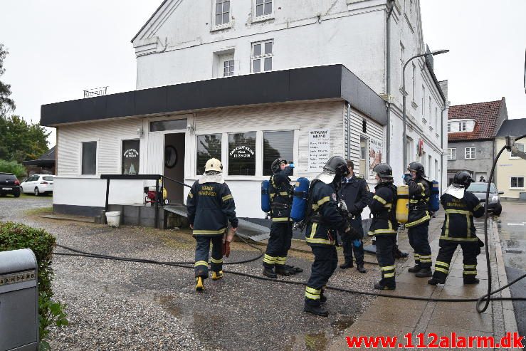 Brand i Butik. Borgergade i Brejning. 04/09-2016. Kl. 16:48.