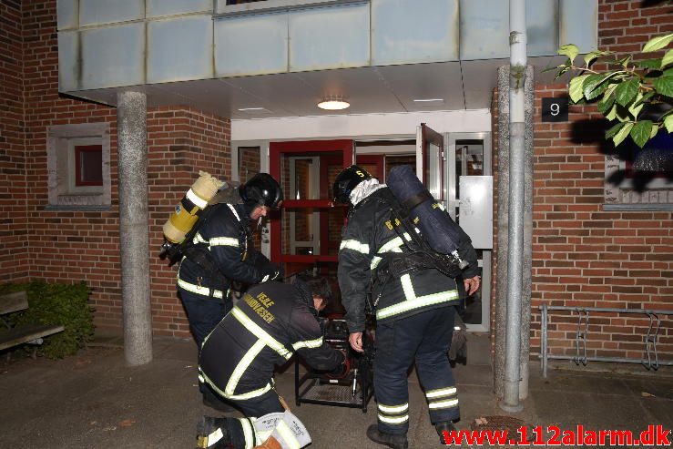 Brand i Etageejendom. Valdemarsgade 9 i Vejle. 27/09-2016. Kl. 21:19.