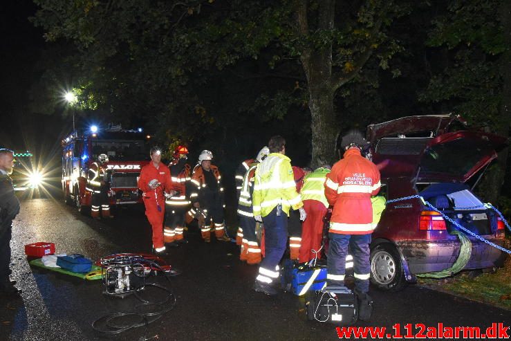 FUH med fastklemt. Tinnetvej ved Vonge. 02/10-2016. KL. 20:40.