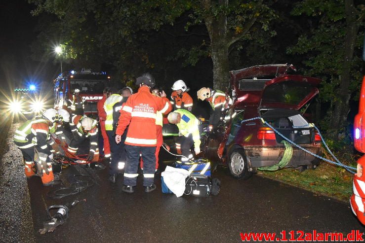 FUH med fastklemt. Tinnetvej ved Vonge. 02/10-2016. KL. 20:40.