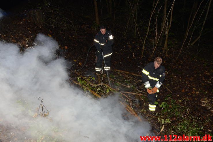 Skovbrand. Østengårdvej i Knabberup. 13/10-2016. Kl. 19:27.