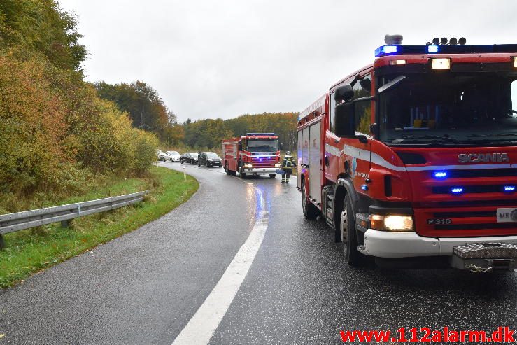 FUH med Fastklemte. Motorvejen ved Vejle. 21/10-2016. Kl. 15:29.