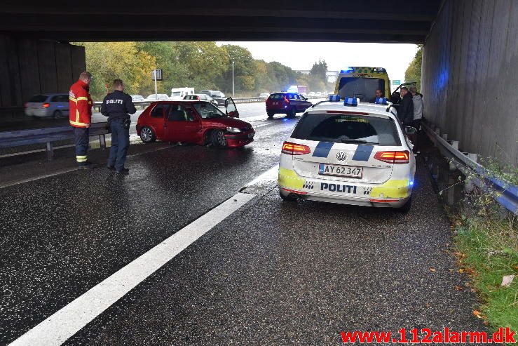 FUH med Fastklemte. Motorvejen ved Vejle. 21/10-2016. Kl. 15:29.