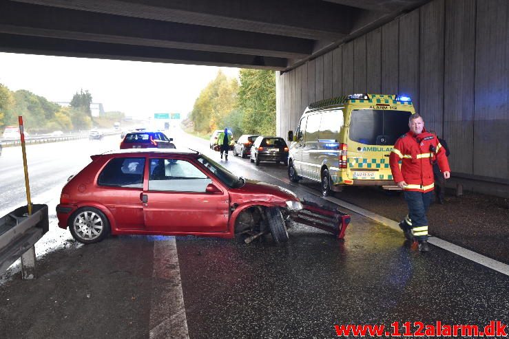 FUH med Fastklemte. Motorvejen ved Vejle. 21/10-2016. Kl. 15:29.